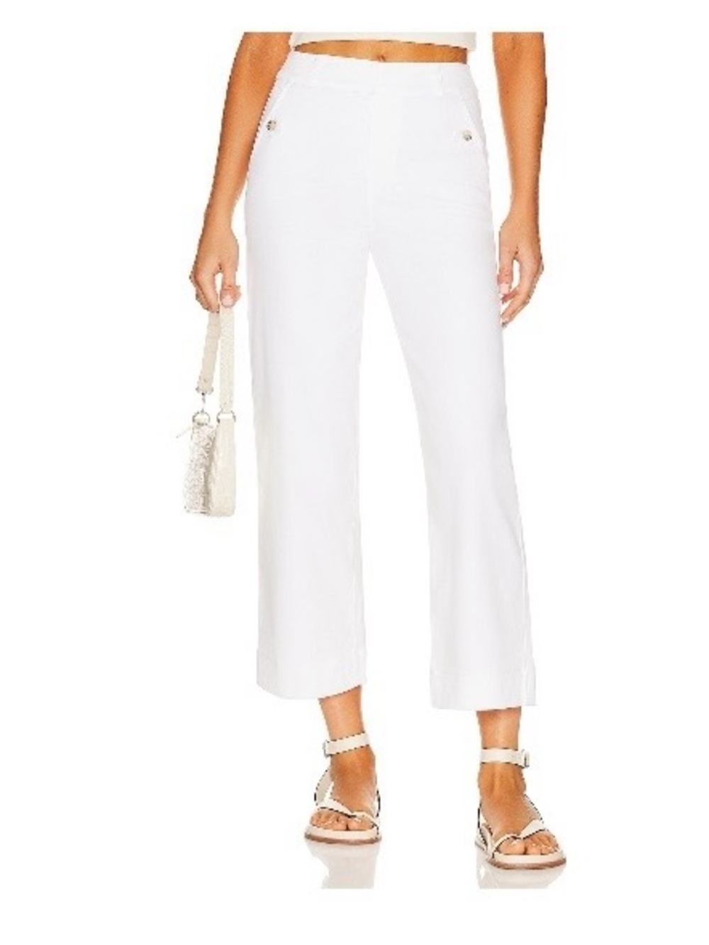 Spanx Stretch Twill Cropped White Wide Leg Pants